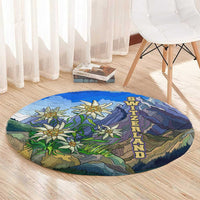 Edelweiss Flower Switzerland Mountain Round Carpet - Wonder Print Shop