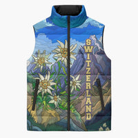 Edelweiss Flower Switzerland Mountain Sleeveless Puffer Jacket - Wonder Print Shop