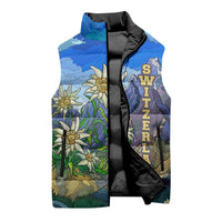 Edelweiss Flower Switzerland Mountain Sleeveless Puffer Jacket - Wonder Print Shop