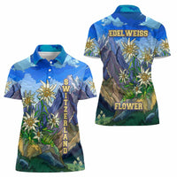 Edelweiss Flower Switzerland Mountain Women Polo Shirt - Wonder Print Shop
