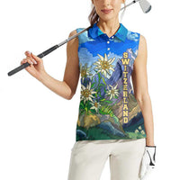 Edelweiss Flower Switzerland Mountain Women Sleeveless Polo Shirt - Wonder Print Shop