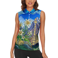 Edelweiss Flower Switzerland Mountain Women Sleeveless Polo Shirt - Wonder Print Shop