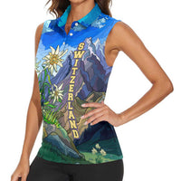 Edelweiss Flower Switzerland Mountain Women Sleeveless Polo Shirt - Wonder Print Shop
