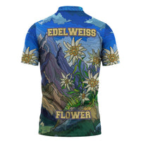 Edelweiss Flower Switzerland Mountain Zipper Polo Shirt - Wonder Print Shop