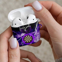 Personalized Purple Lightning Darts Board AirPods Case with Owl Graphic - Wonder Print Shop