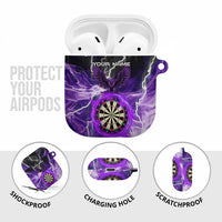 Personalized Purple Lightning Darts Board AirPods Case with Owl Graphic - Wonder Print Shop