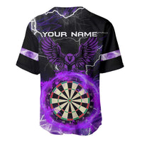 Personalized Purple Lightning Darts Board Baseball Jersey with Owl Graphic - Wonder Print Shop