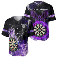 Personalized Purple Lightning Darts Board Baseball Jersey with Owl Graphic - Wonder Print Shop