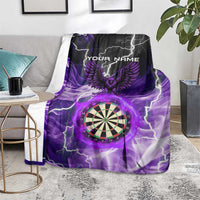 Personalized Purple Lightning Darts Board Blanket with Owl Graphic - Wonder Print Shop