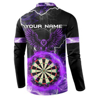 Personalized Purple Lightning Darts Board Button Sweatshirt with Owl Graphic - Wonder Print Shop