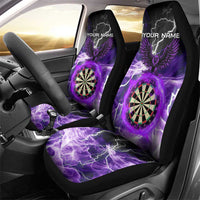 Personalized Purple Lightning Darts Board Car Seat Cover with Owl Graphic - Wonder Print Shop