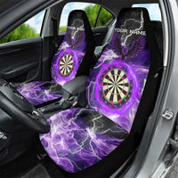 Personalized Purple Lightning Darts Board Car Seat Cover with Owl Graphic - Wonder Print Shop