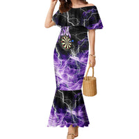 Personalized Purple Lightning Darts Board Family Matching Mermaid Dress and Hawaiian Shirt with Owl Graphic - Wonder Print Shop