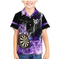 Personalized Purple Lightning Darts Board Family Matching Mermaid Dress and Hawaiian Shirt with Owl Graphic - Wonder Print Shop