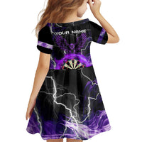 Personalized Purple Lightning Darts Board Family Matching Off Shoulder Maxi Dress and Hawaiian Shirt with Owl Graphic - Wonder Print Shop