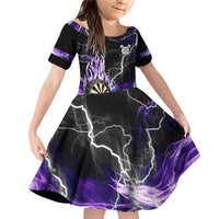 Personalized Purple Lightning Darts Board Family Matching Off Shoulder Short Dress and Hawaiian Shirt with Owl Graphic - Wonder Print Shop