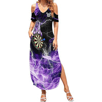 Personalized Purple Lightning Darts Board Family Matching Summer Maxi Dress and Hawaiian Shirt with Owl Graphic - Wonder Print Shop