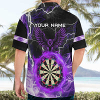 Personalized Purple Lightning Darts Board Hawaiian Shirt with Owl Graphic - Wonder Print Shop