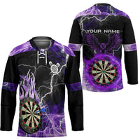 Personalized Purple Lightning Darts Board Hockey Jersey with Owl Graphic - Wonder Print Shop