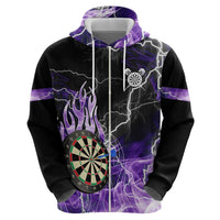Personalized Purple Lightning Darts Board Hoodie with Owl Graphic - Wonder Print Shop