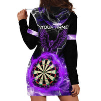 Personalized Purple Lightning Darts Board Hoodie Dress with Owl Graphic - Wonder Print Shop