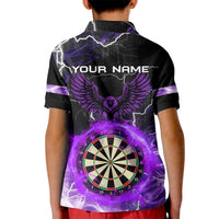 Personalized Purple Lightning Darts Board Kid Polo Shirt with Owl Graphic - Wonder Print Shop