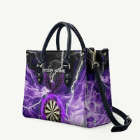 Personalized Purple Lightning Darts Board Leather Bag with Owl Graphic - Wonder Print Shop
