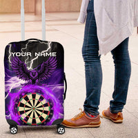 Personalized Purple Lightning Darts Board Luggage Cover with Owl Graphic - Wonder Print Shop