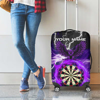 Personalized Purple Lightning Darts Board Luggage Cover with Owl Graphic - Wonder Print Shop