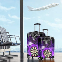 Personalized Purple Lightning Darts Board Luggage Cover with Owl Graphic - Wonder Print Shop