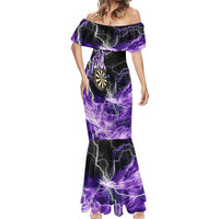 Personalized Purple Lightning Darts Board Mermaid Dress with Owl Graphic - Wonder Print Shop