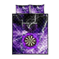 Personalized Purple Lightning Darts Board Quilt Bed Set with Owl Graphic - Wonder Print Shop