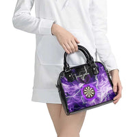 Personalized Purple Lightning Darts Board Shoulder Handbag with Owl Graphic - Wonder Print Shop
