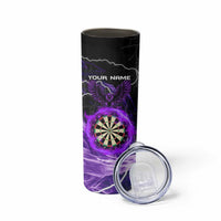 Personalized Purple Lightning Darts Board Skinny Tumbler with Owl Graphic - Wonder Print Shop