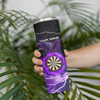 Personalized Purple Lightning Darts Board Skinny Tumbler with Owl Graphic - Wonder Print Shop