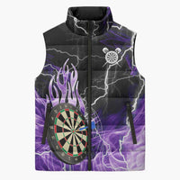 Personalized Purple Lightning Darts Board Sleeveless Puffer Jacket with Owl Graphic - Wonder Print Shop