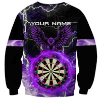 Personalized Purple Lightning Darts Board Sweatshirt with Owl Graphic - Wonder Print Shop