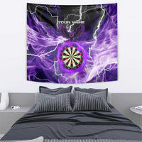 Personalized Purple Lightning Darts Board Tapestry with Owl Graphic - Wonder Print Shop