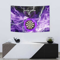 Personalized Purple Lightning Darts Board Tapestry with Owl Graphic - Wonder Print Shop