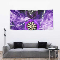 Personalized Purple Lightning Darts Board Tapestry with Owl Graphic - Wonder Print Shop