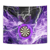 Personalized Purple Lightning Darts Board Tapestry with Owl Graphic - Wonder Print Shop
