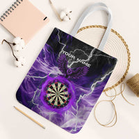 Personalized Purple Lightning Darts Board Tote Bag with Owl Graphic - Wonder Print Shop