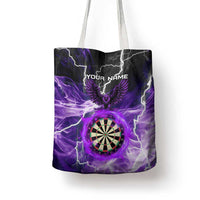 Personalized Purple Lightning Darts Board Tote Bag with Owl Graphic - Wonder Print Shop