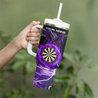 Personalized Purple Lightning Darts Board Tumbler With Handle with Owl Graphic - Wonder Print Shop