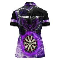 Personalized Purple Lightning Darts Board Women Polo Shirt with Owl Graphic - Wonder Print Shop