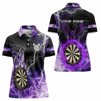 Personalized Purple Lightning Darts Board Women Polo Shirt with Owl Graphic - Wonder Print Shop