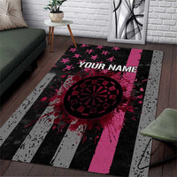 Personalized Pink Ribbon and American Flag Darts Area Rug - Wonder Print Shop