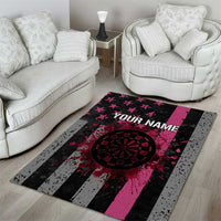 Personalized Pink Ribbon and American Flag Darts Area Rug - Wonder Print Shop