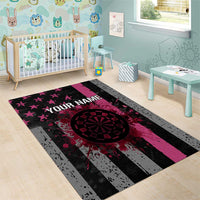 Personalized Pink Ribbon and American Flag Darts Area Rug - Wonder Print Shop