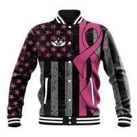 Personalized Pink Ribbon and American Flag Darts Baseball Jacket - Wonder Print Shop